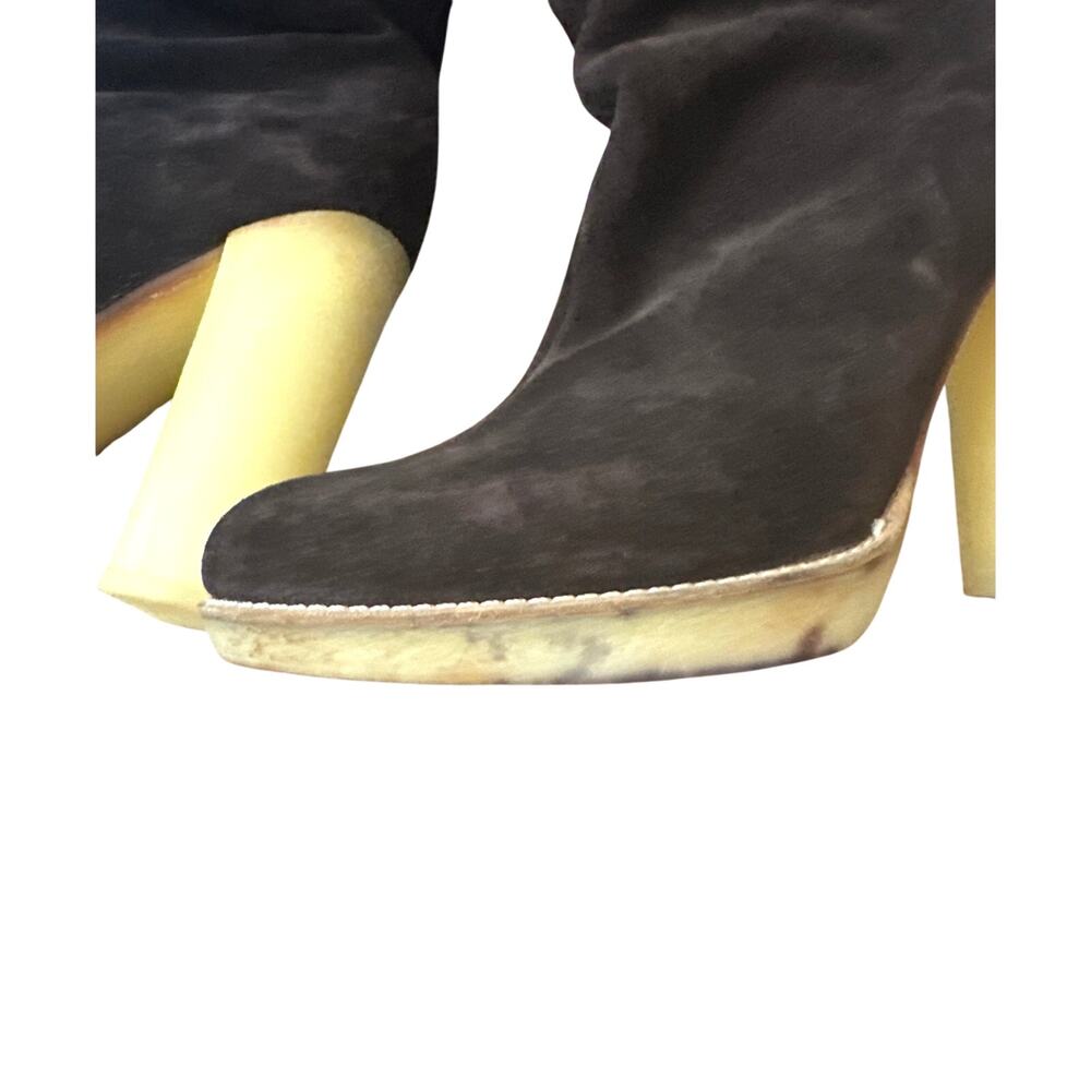 Gucci Dark Brown Suede Leather Fur Lined Tassel Knee Winter High Boots Size 6.5 - Picture 10 of 15